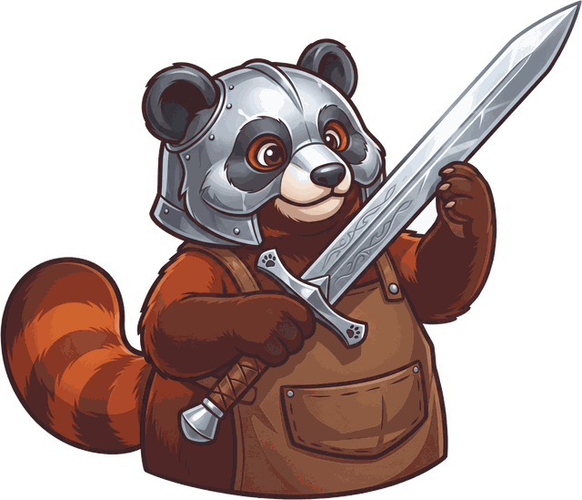 The Mktforge red panda in armour, ready for battle